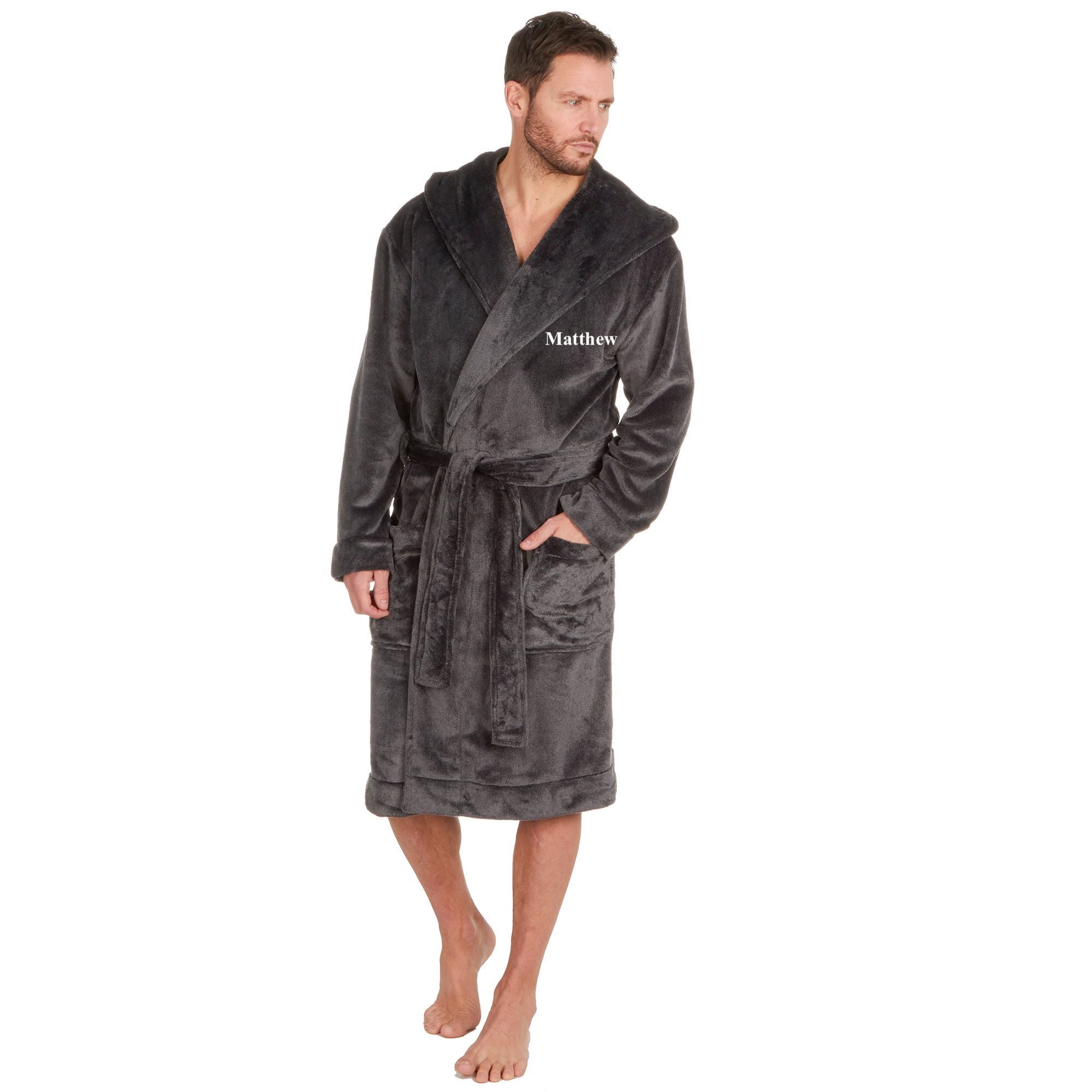 Personalised mens dressing gown best sale with hood