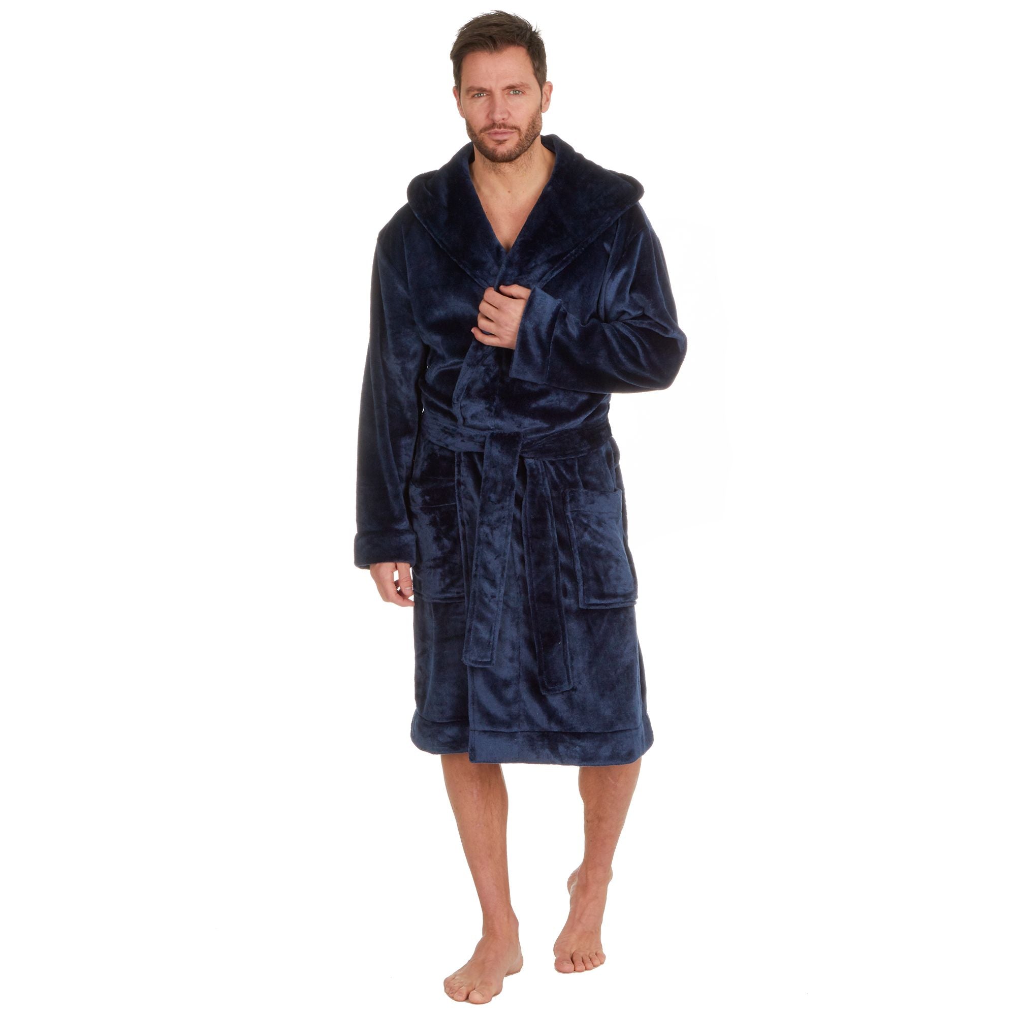 Mens personalised hooded two tone dressing gown and slippers gift