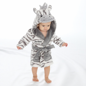 Babies personalised Zebra hooded dressing gown