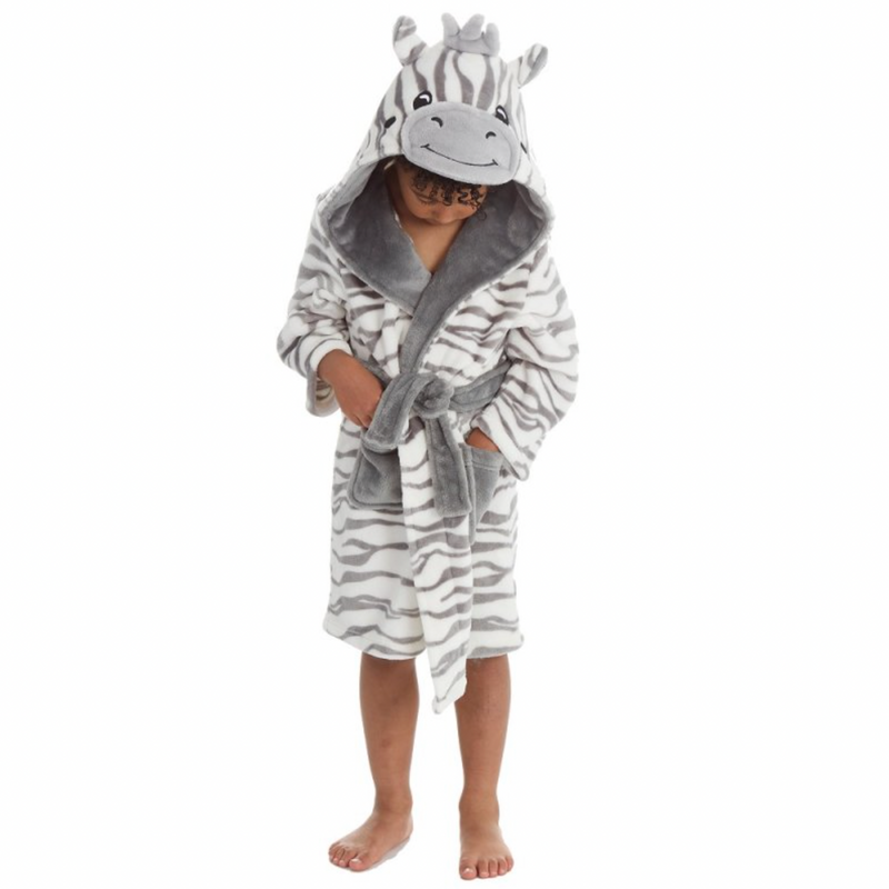 Babies personalised Zebra hooded dressing gown
