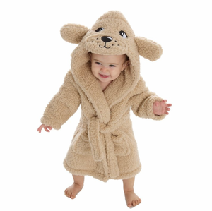 Babies unisex personalised puppy hooded Borg dressing gown