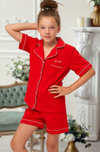 Kids unisex personalised short jersey pyjamas