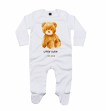 Load image into Gallery viewer, Babies little cutie teddy bear personalised sleepsuit
