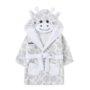 Babies personalised Giraffe hooded dressing gown