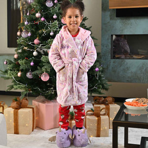 Lulabay girls personalised unicorn print hooded dressing gown