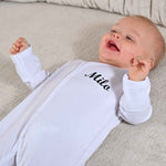 Load image into Gallery viewer, Babies personalised football theme sleepsuit
