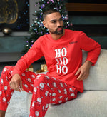 Load image into Gallery viewer, Ladies personalised couples christmas HOHOHO pyjamas
