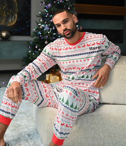 Mens personalised family christmas fairisle pyjamas