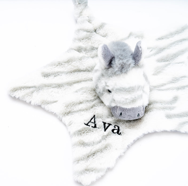 Babies personalised unisex recycled Zebra comforter