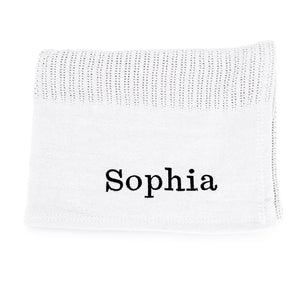 Babies personalised luxury heavy knit cellular panel blanket