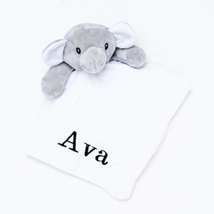 Babies personalised elephant comforter Light Blue