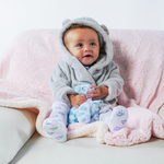 Load image into Gallery viewer, Lulabay baby boys personalised teddy bear ear super soft hooded dressing gown
