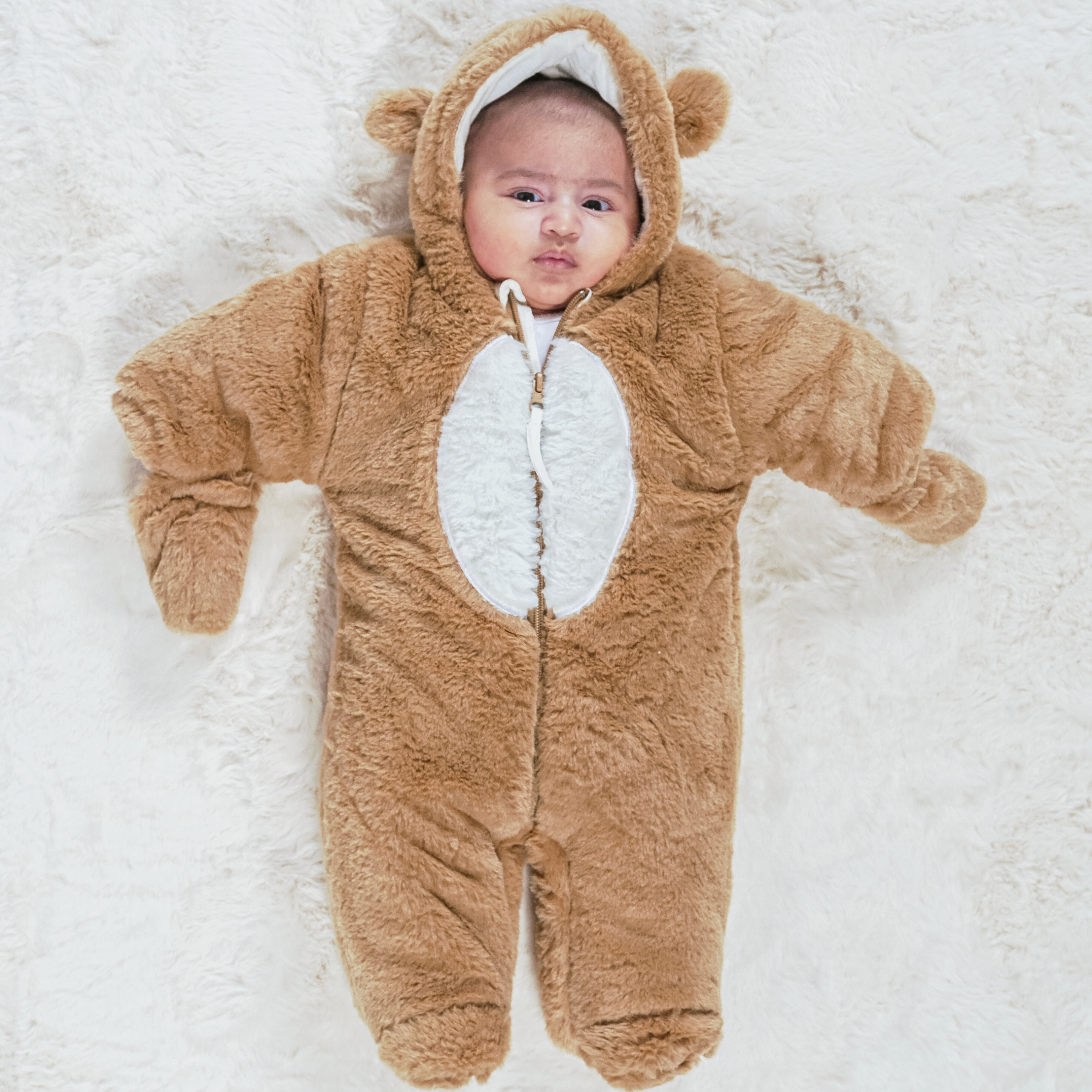 Lulabay babies cotton lined teddy bear faux fur snowsuit