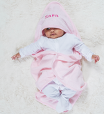 Load image into Gallery viewer, Babies personalised plain hooded towel/robe Light Pink
