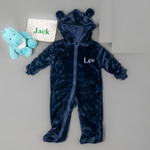 Load image into Gallery viewer, Lulabay baby boys personalised pramsuit and dinosaur toy gift set
