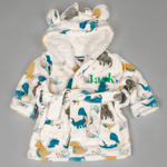 Lulabay baby boys personalised dinosaur print dressing gown