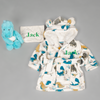 Lulabay baby boys personalised dinosaur print dressing gown and toy gift set