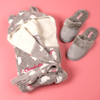 Ladies personalised polar bear printed dressing gown and slippers gift set