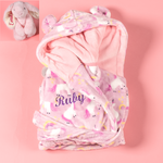 Load image into Gallery viewer, Lulabay girls personalised unicorn dressing gown and bunny toy gift set
