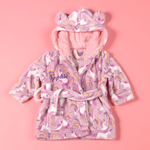 Lulabay baby girls personalised unicorn print hooded dressing gown