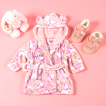 Load image into Gallery viewer, Lulabay baby girls 3 piece personalised unicorn gown, slipper and bunny gift set
