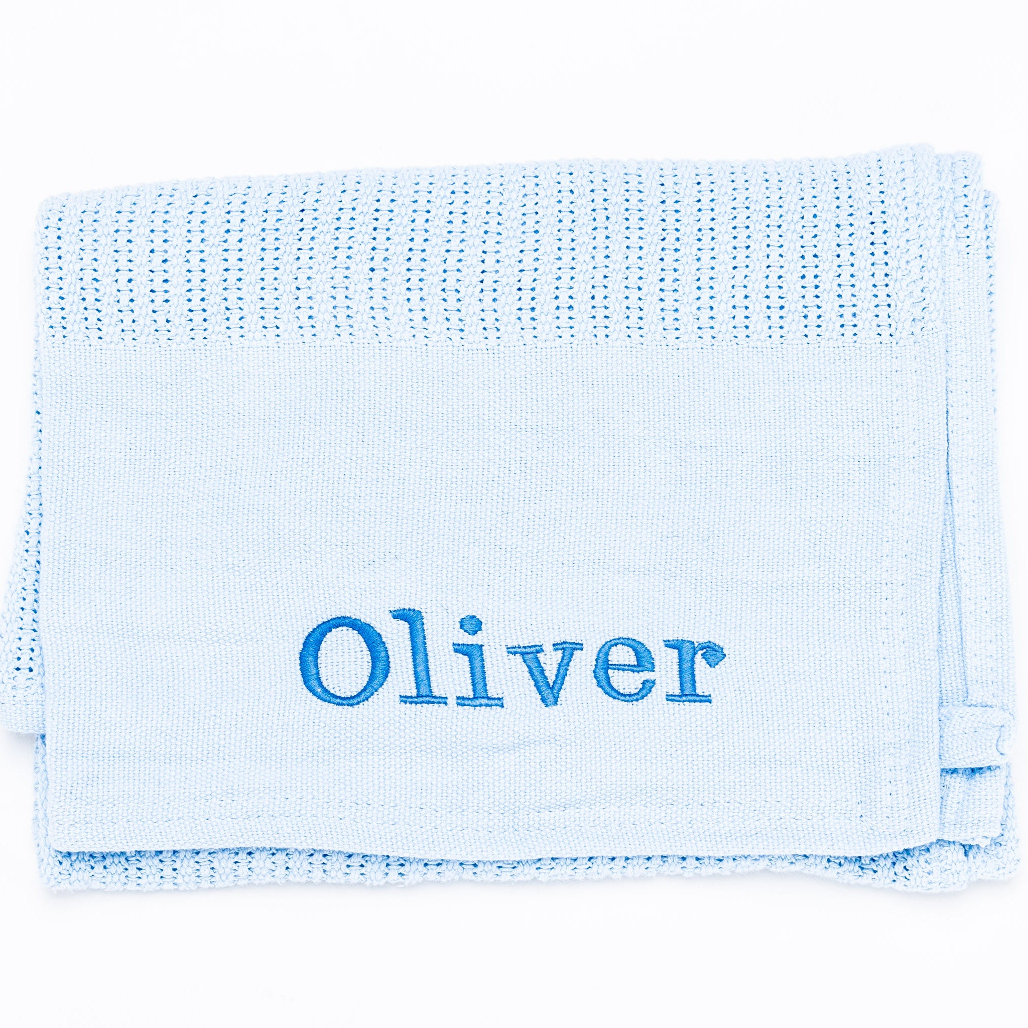 Babies personalised luxury heavy knit cellular panel blanket