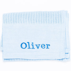 Babies personalised luxury heavy knit cellular panel blanket