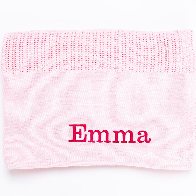 Babies personalised luxury heavy knit cellular panel blanket