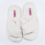 Lulabay ladies faux fur cross over slippers
