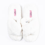 Lulabay ladies faux fur cross over slippers