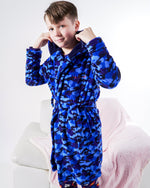Lulabay boys 3 piece personalised Camo dressing gown, slippers and dino toy gift set