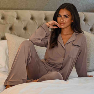 Lulabay ladies luxury personalised jersey long pyjama set