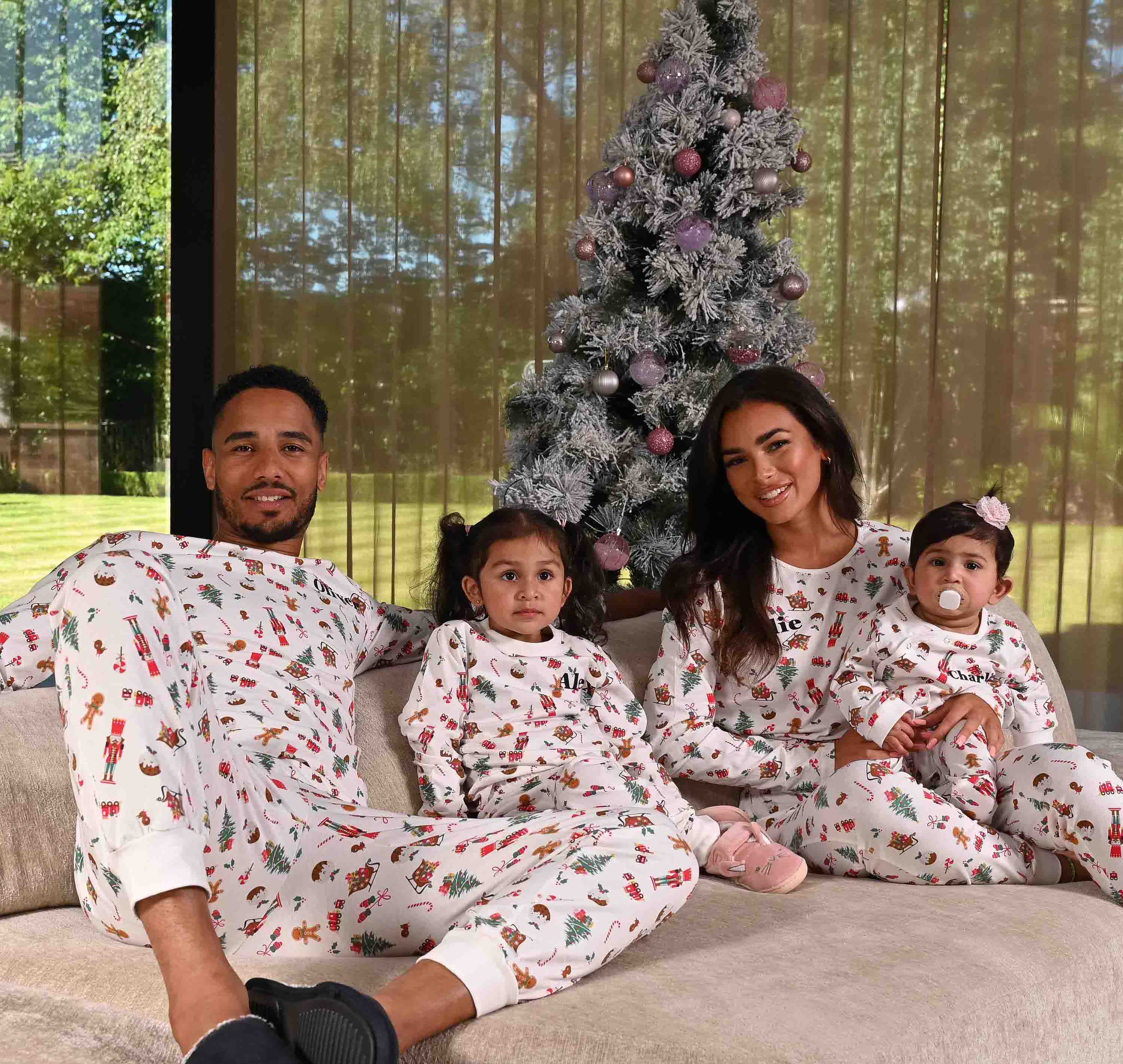 Kids unisex personalised family christmas themed pyjamas