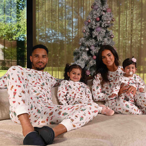 Ladies personalised family christmas themed printed pyjamas