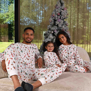 Ladies personalised family christmas themed printed pyjamas