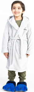 Lulabay boys personalised hooded dressing gown and dinosaur toy gift set