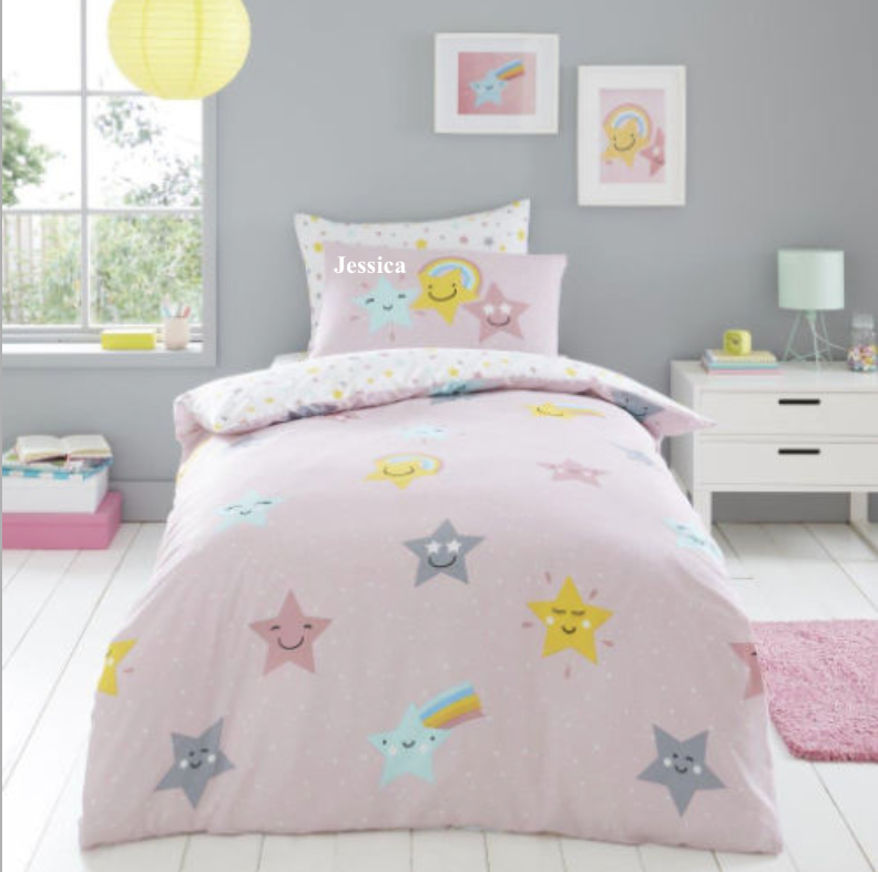 Girls personalised Hello Stars Duvet Set Single