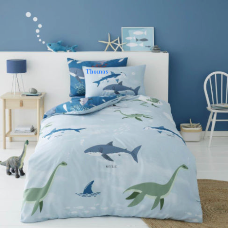 Boys personalised Dino Shark Duvet Set Single