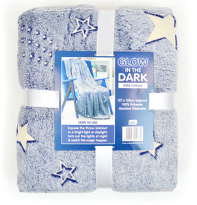 Unisex Kids personalised stars glow in the dark blanket throw