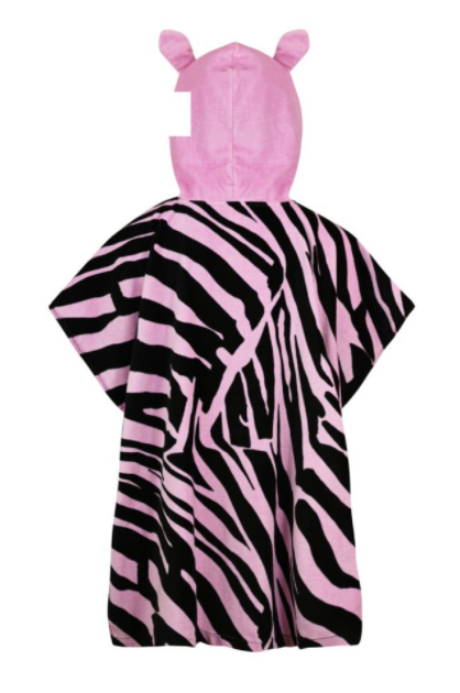 Kids personalised zebra hooded towel