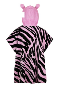 Kids personalised zebra hooded towel