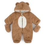 Load image into Gallery viewer, Lulabay babies cotton lined teddy bear faux fur snowsuit
