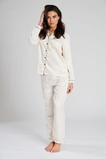 Load image into Gallery viewer, Lulabay ladies personalised satin long sleeve shirt and trouser pyjama set
