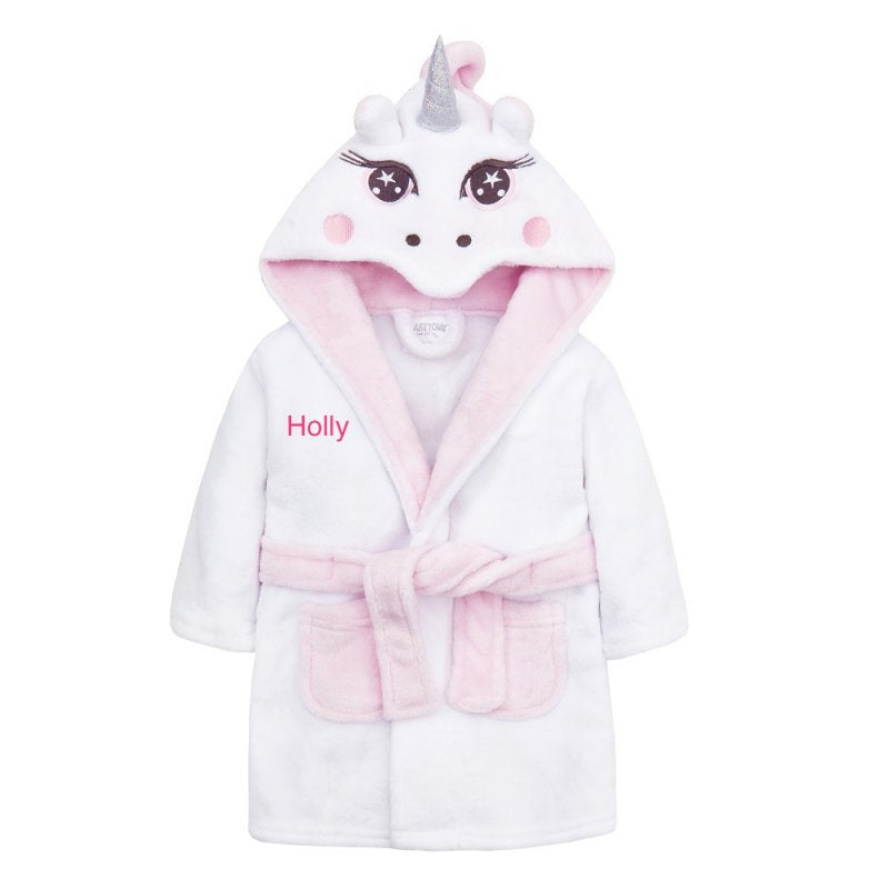 Babies personalised Unicorn hooded dressing gown